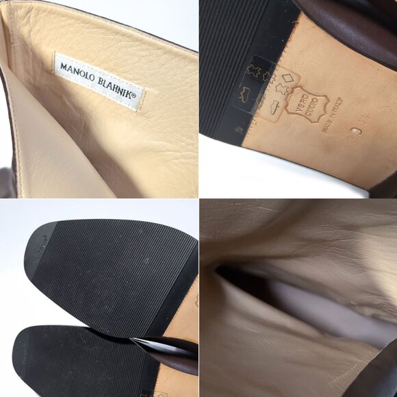 MANOLO BLAHNIK Boots Womens  8.5 Brown Leather Mid Calf Boots *EXCELLENT* - Picture 6 of 11